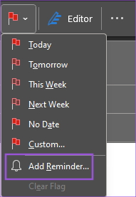 از لیست options روی Add Reminder کلیک کنید.